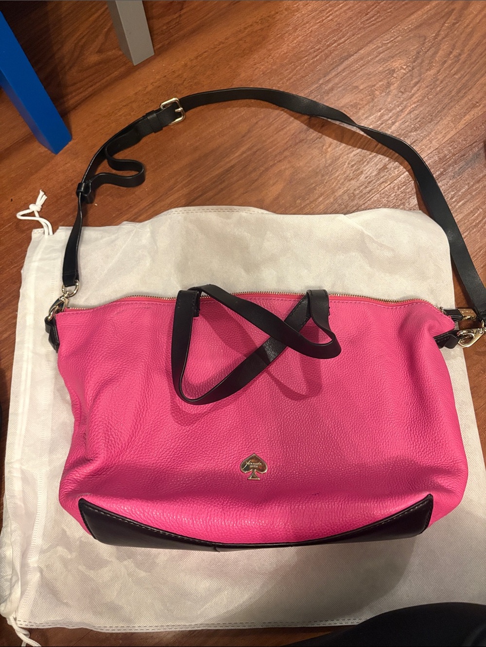 kate spade Hot Pink Leather Shoulder Bag with Black Accents